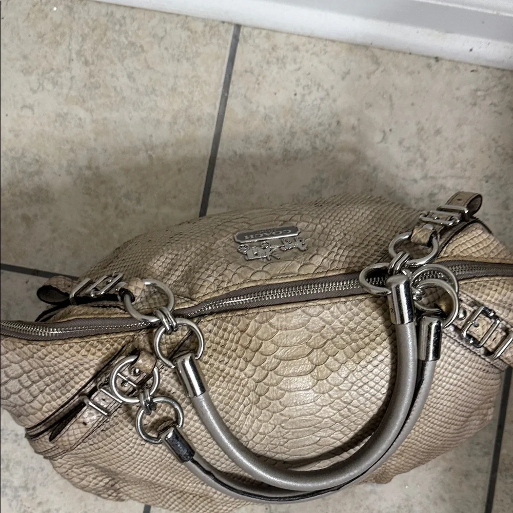 Coach Madison Sophia satchel with an embossed python texture